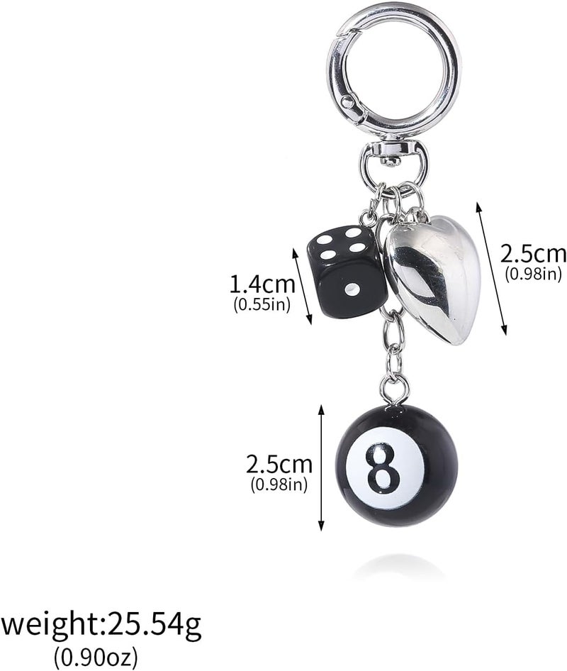 SORGERLY 8 Ball Dice Charm Keychain - Cute Bag Purse Handbag Accessories - Y2K Aesthetic Key Chain for Women Men - Image 5